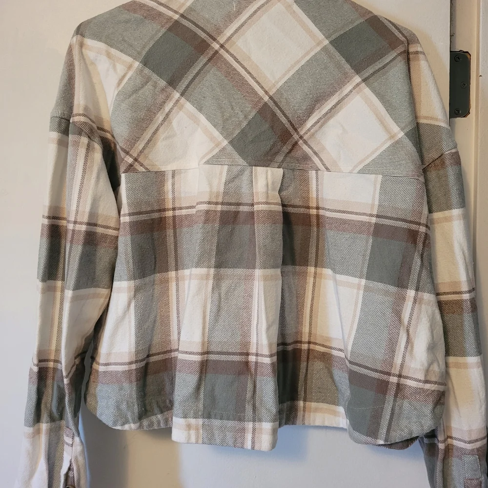 Altar'd State Plaid Button Down Shirt - Gray, Cream, and Brown - Picture 2 of 2